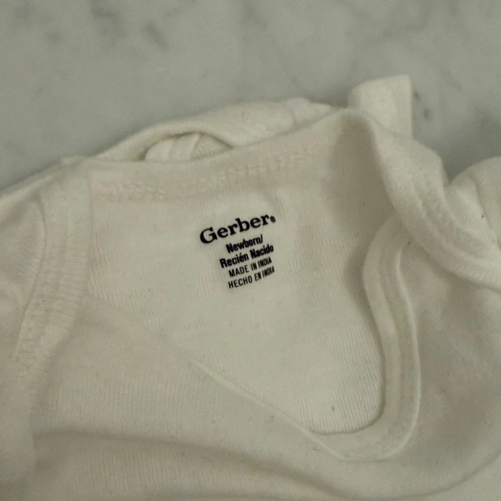 Gerber Baby Onesies 5 Pack Newborn White Short Sleeve Bodysuits 100% Cotton NB